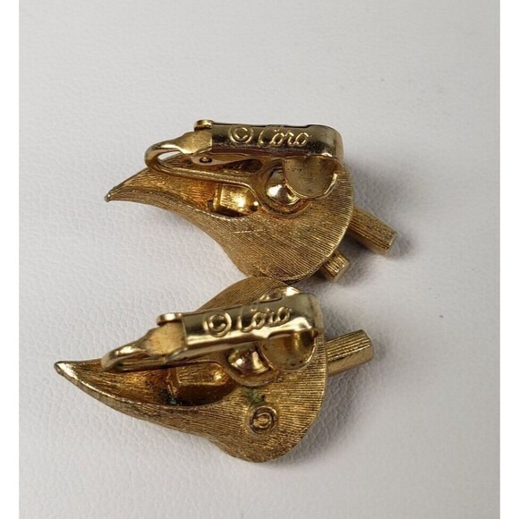 Vintage 1950's Cora Calla Lily Brown Yellow Baguette Rhinestone Clip-On Earrings - Picture 12 of 14